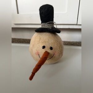 Snowman Decor with Black Hat and Orange Nose